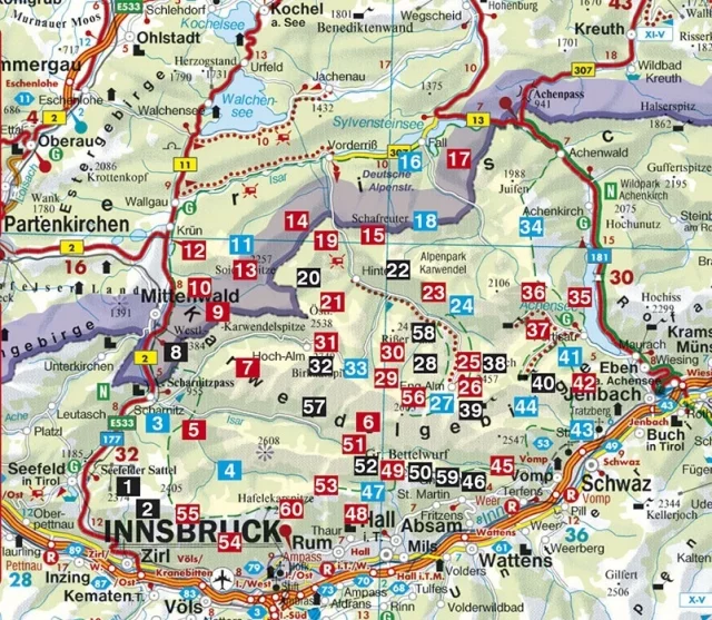 Wanderführer Karwendel - Übersichtskarte